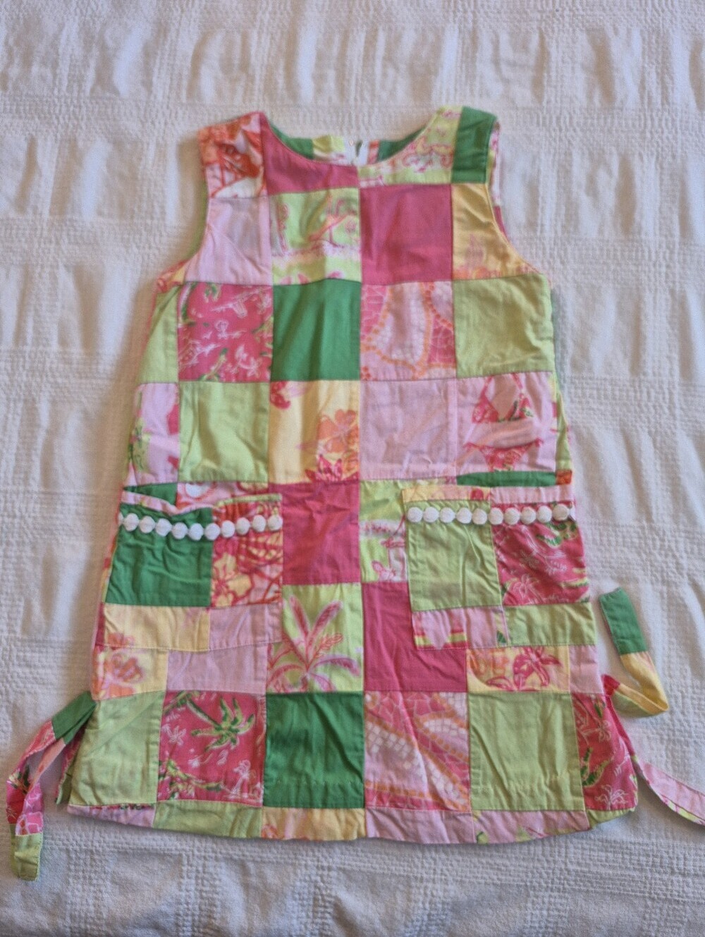 Lilly Pulitzer girls 4 White Label shift patchwork Lined GUC Resort Patch